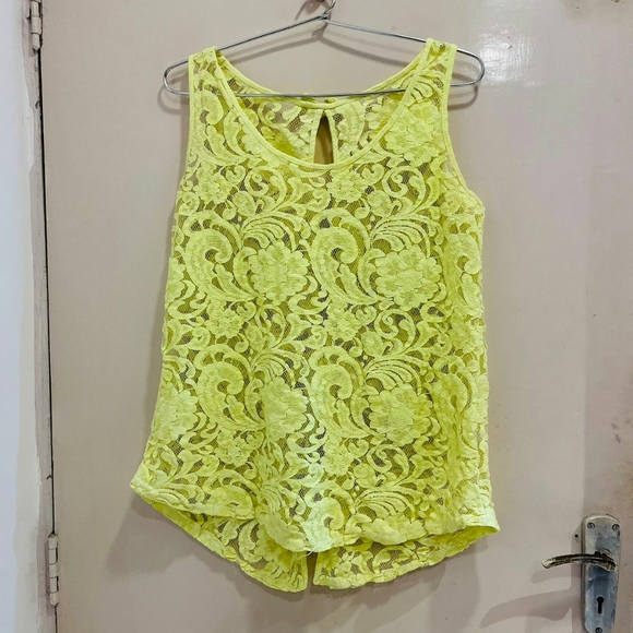 Neon yellow lace top
